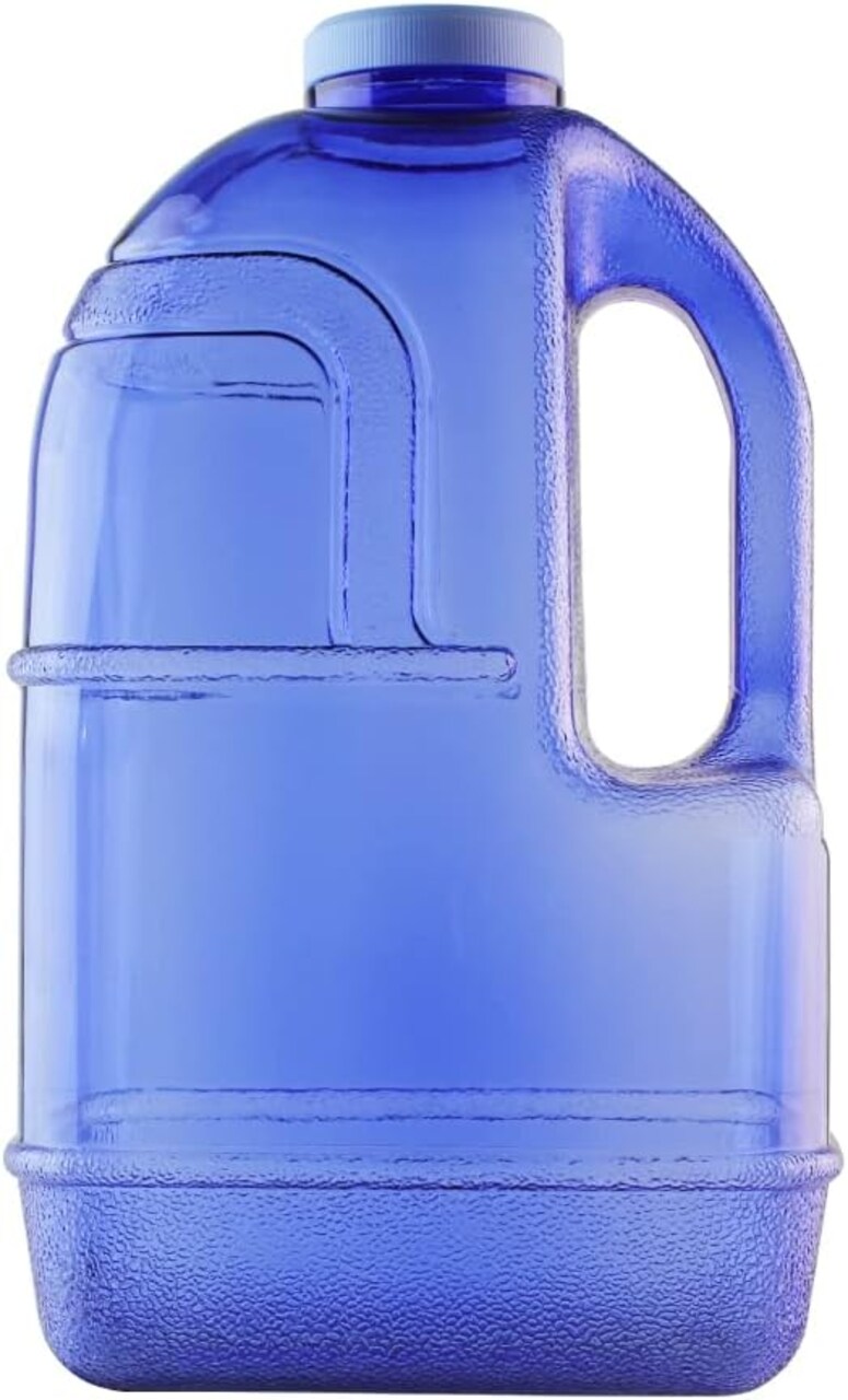 1 Gallon Square Bottle with Cap and Handle - 128 Ounces (Blue)
